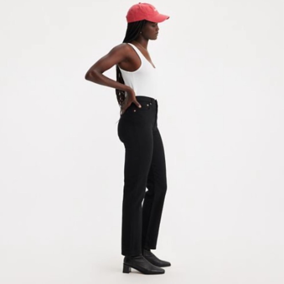 Levi’s Premium WEDGIE STRAIGHT FIT WOMEN'S Ankle JEANS 27 black - Picture 3 of 12